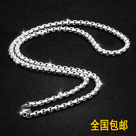 925纯银男士项链 霸气镀白金蛇骨链 日韩版时尚潮个性锁骨无吊坠