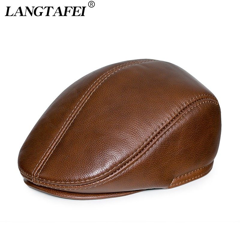 帽子鸭舌帽贝雷帽前进帽真皮牛皮男士保暖秋冬季护耳户外加厚加绒|ruв категории Аксессуары, шляпа - от Buy2taobao.com для оказания профессиональной услуги покупки агента Taobao