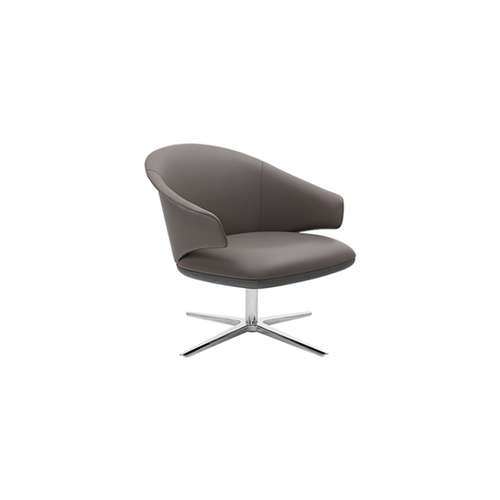 HC28艾瑞卡旋转书椅意式极简金属皮艺沙发椅脚凳组合单人会客洽谈