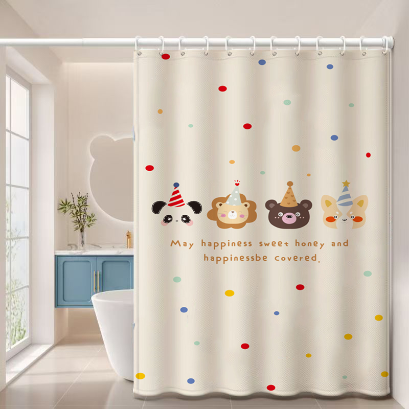 浴室浴帘卫生间洗澡防水速干布免打孔高加厚档淋浴隔断遮挡门帘子