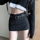 黑色包裙女秋2025新款 弹力紧身一步半身裙高腰性感辣妹包臀裙短款