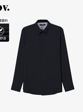 JDV男装春秋新品商场同款藏青色基础款衬衫正装上衣WIF4312