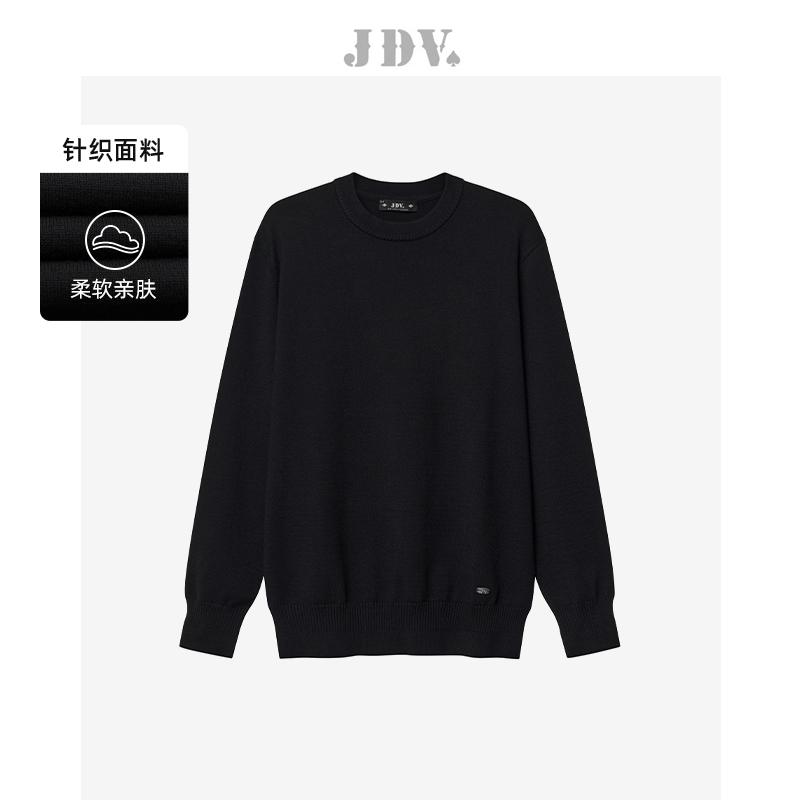 JDV商场同款黑色男士圆领针织衫