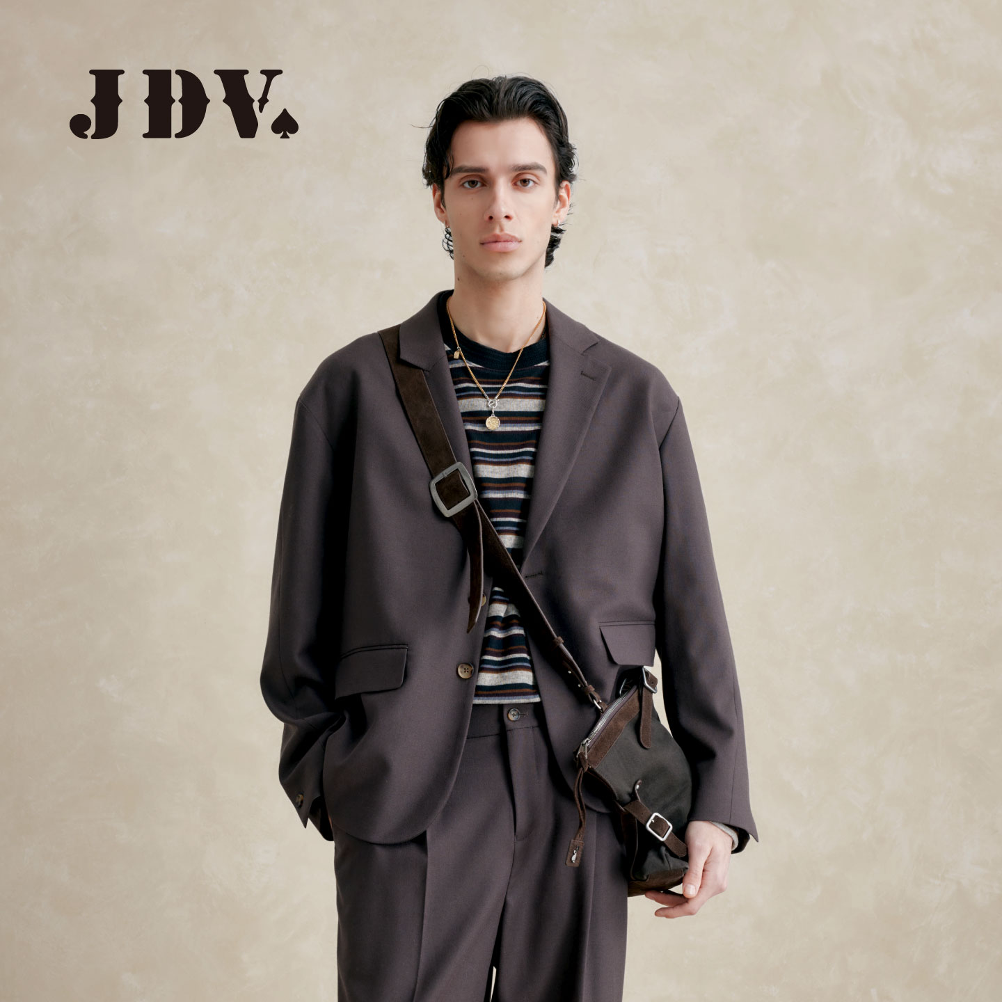 JDV商城同款老钱风羊毛布雷泽西服男士2026秋休闲西装外套WMJAW62