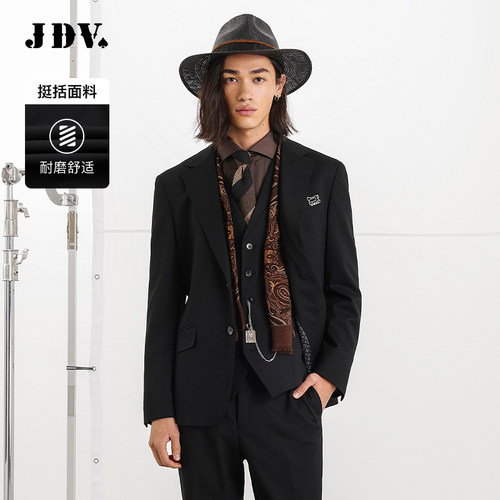 JDV商场同款黑色平驳领正装西装