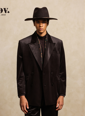 JDV男装2025秋季新款复古创驳领休闲西装男士宽松百搭休闲西装