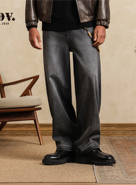 JDV商场同款秋冬时尚做旧水洗休闲廓形牛仔裤阔腿裤长裤子WPR55W5
