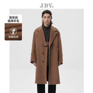 棕色骆驼绒大衣长款 秋冬新品 保暖宽松外套WCO3552 商场同款 JDV男装
