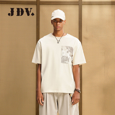 JDV商场同款时尚百搭印花短袖T恤男2026春季亲肤透气上衣STTA176