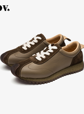 JDV男鞋春秋新品商场同款咖啡色牛皮革休闲鞋阿甘鞋WS24778