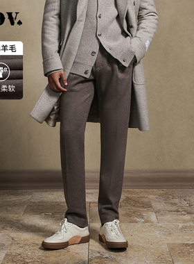 JDV商场同款秋冬新款绵羊毛咖啡色直筒休闲裤通勤长裤子DWPL4628