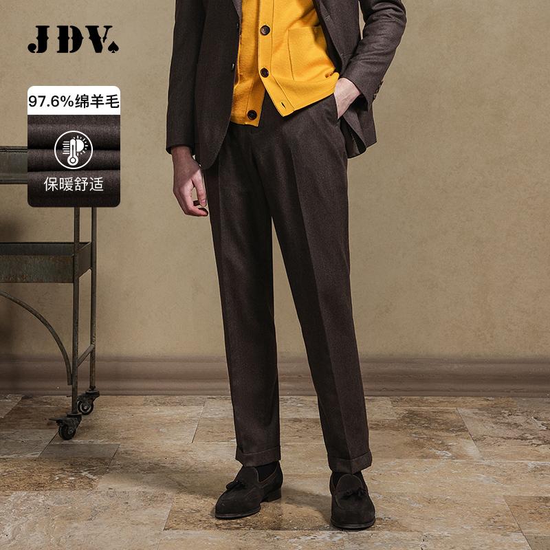 JDV商场同款棕色男士绵羊毛西裤