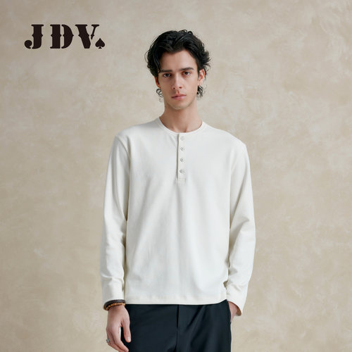 JDV亨利领长袖针织T恤男秋季