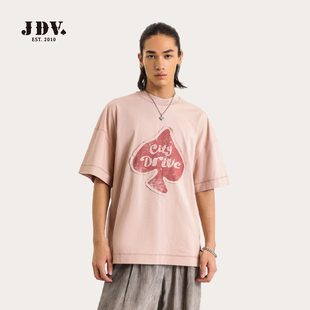 JDV夏季新款男装时尚印花百搭休闲圆领男士短袖t恤商场同款