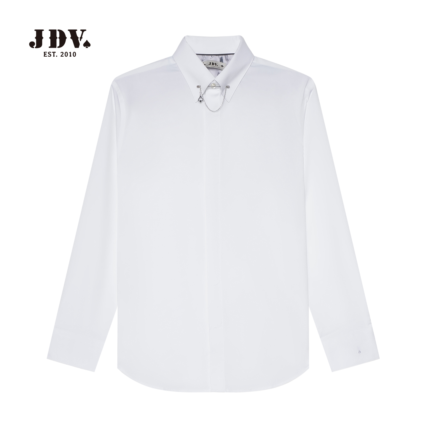 JDV男装白色长袖衬衫2025秋季新品宽松舒适商场同款上衣WIF5420