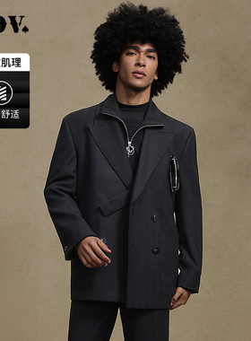 JDV男装春秋新品商场同款黑色双排扣西装高级男士西服外套WMJ4028