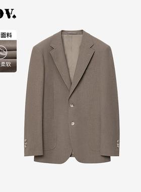 JDV春秋新款卡其平驳领单排扣西装西服外套男士商务正装职场