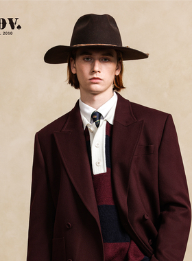 JDV男装暗红复古休闲西服外套春秋季新款宽松英伦风西装WMJ51W1