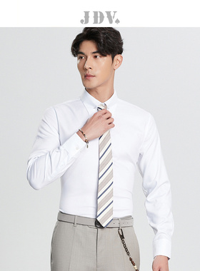 JDV男装商场同款春秋新品白色商务高级衬衫男士衬衣上衣WIF1351
