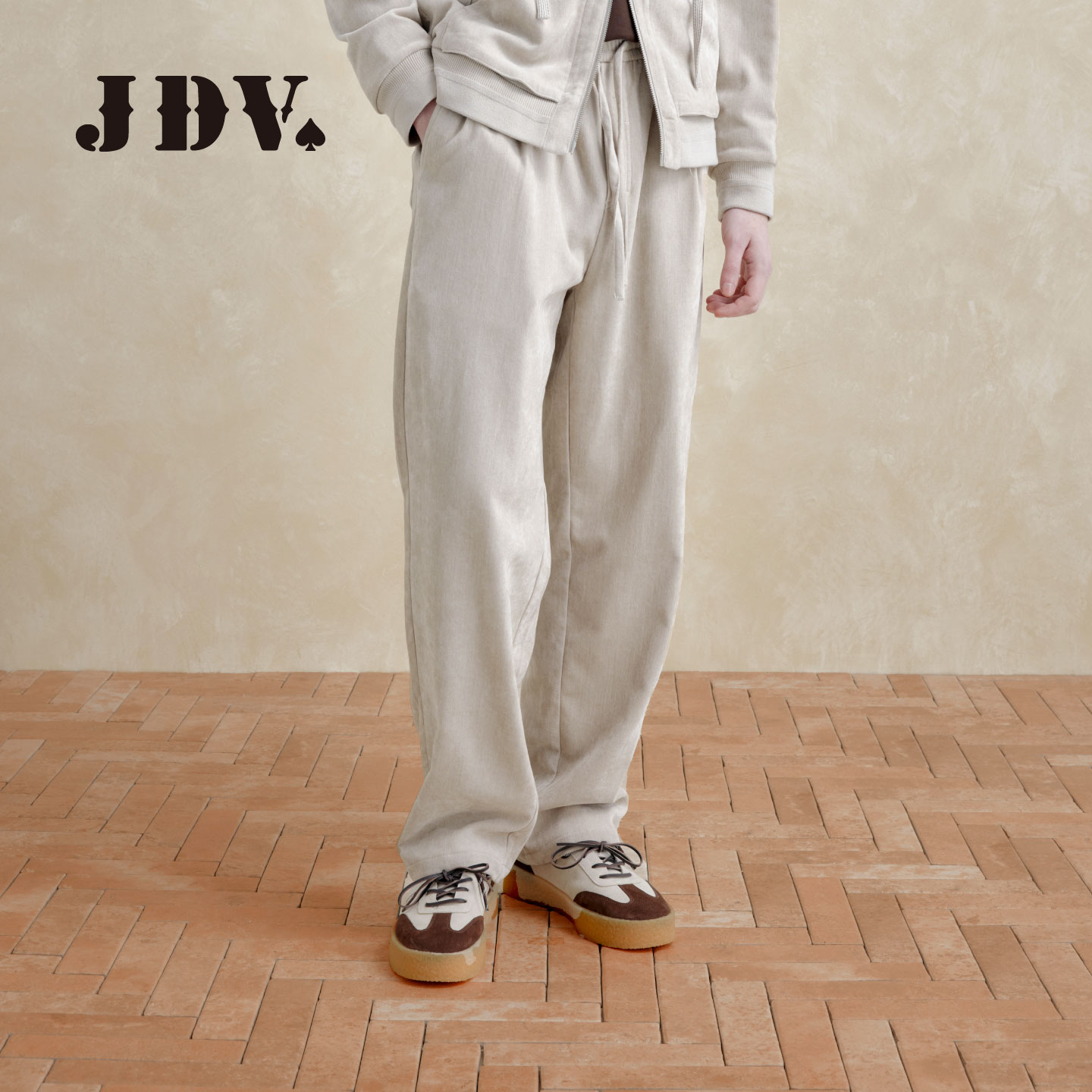 JDV商城同款老钱风直通卫裤男2026秋软糯垂感松紧腰休闲裤WPLAW73