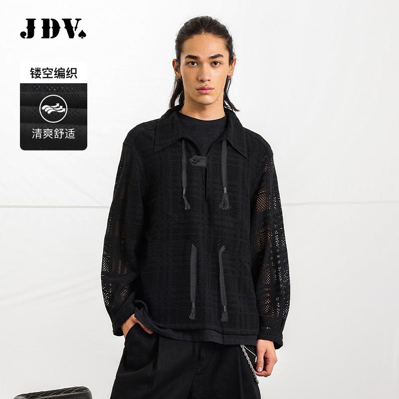 JDV商场同款男士镂空编织长袖T恤