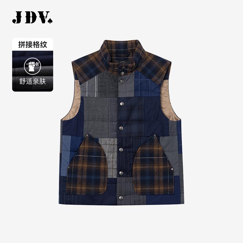 JDV商场同款格纹拼接男士棉马甲