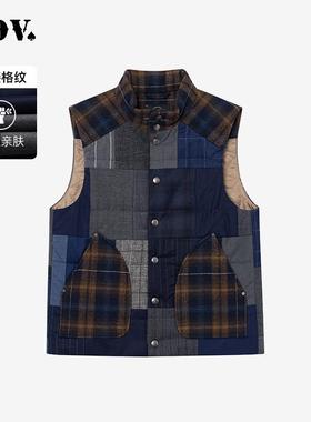JDV商场同款秋冬新款格纹拼接立领棉马甲男士廓形坎肩WCV4552
