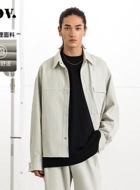 JDV男装2025商场同款春秋新款砾石色翻领夹克宽松外套时尚