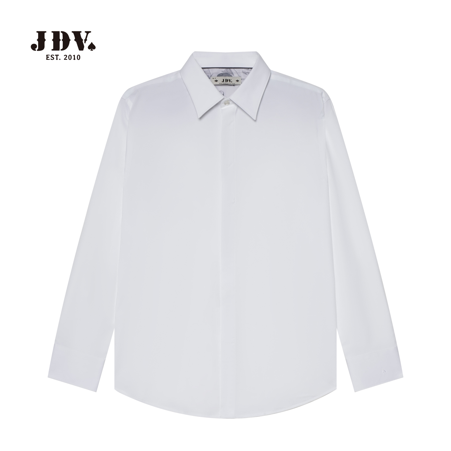 JDV男士白色长袖衬衫2025年秋季