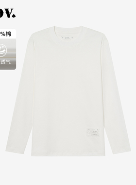 JDV男装商场同款春季新款白色纯棉圆领长袖T恤上衣STA5301