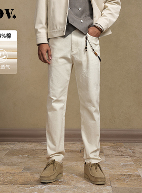 JDV男装秋季新品商场同款米白色棉质牛仔裤直筒休闲裤WPR4632