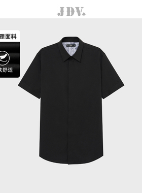 JDV男装夏季新品商场同款黑色短袖正装衬衫衬衣上衣SIZ4343