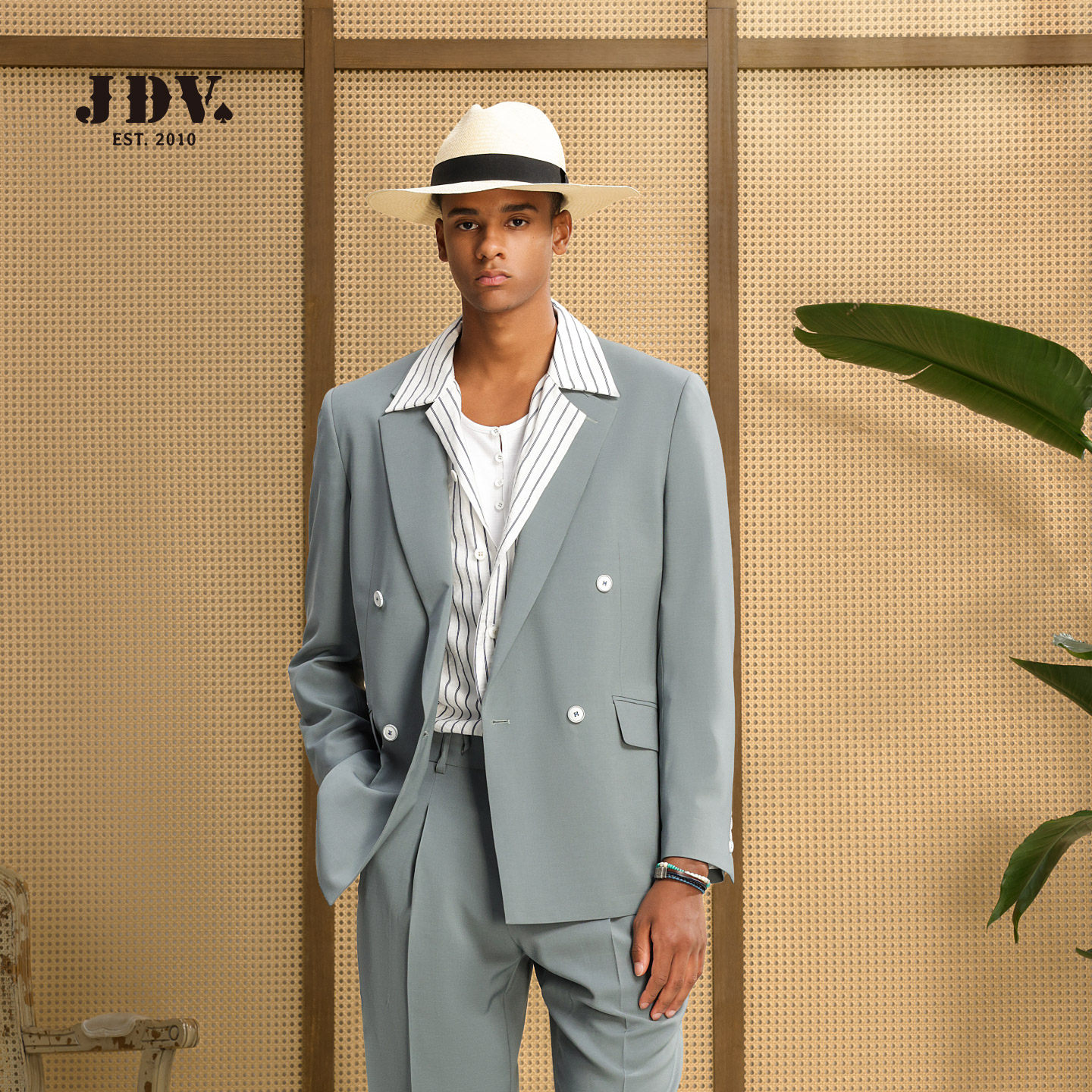 【田嘉瑞同款】JDV男装双排扣休闲西服秋季廓形西装外套SMJAW02
