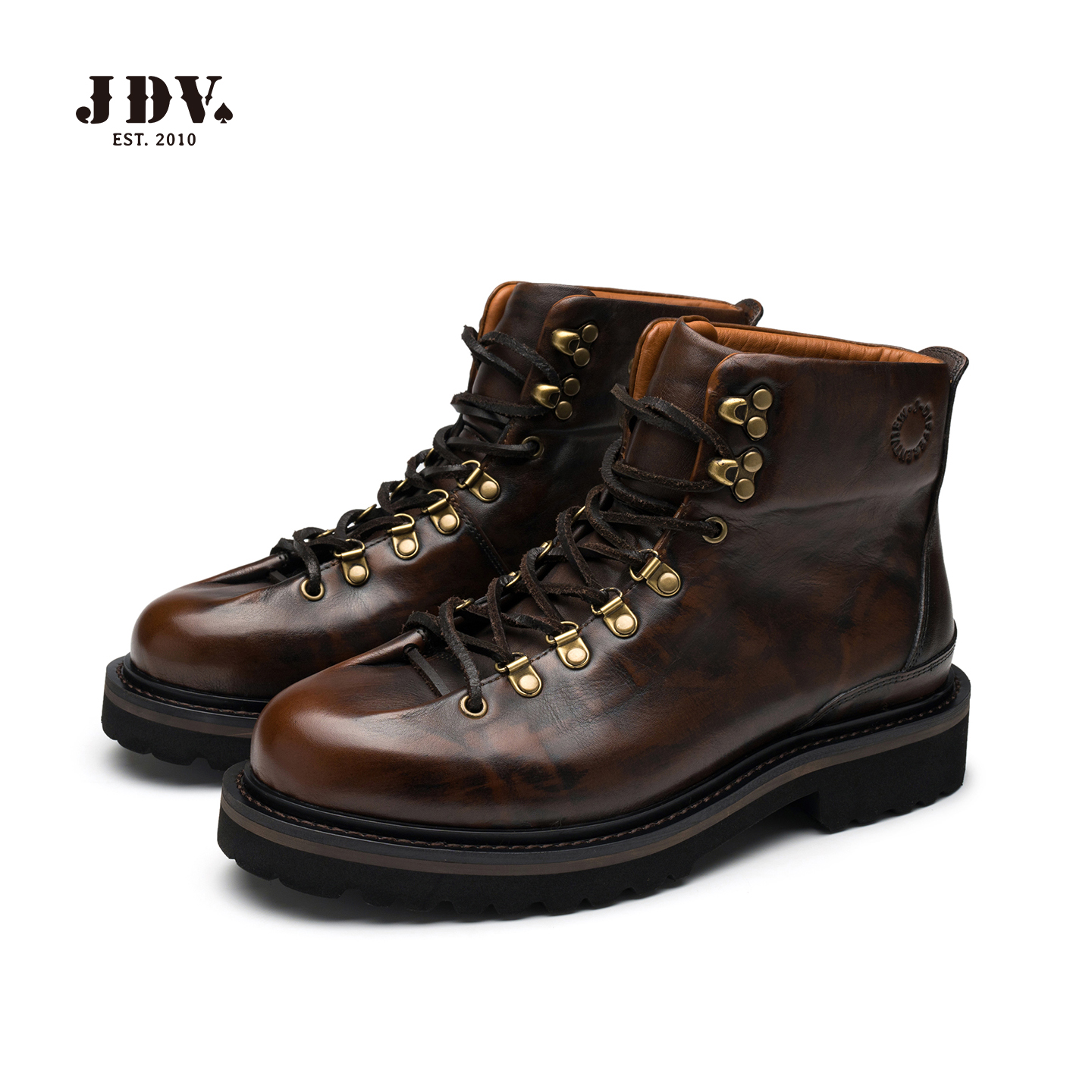 JDV商场同款咖啡色男士牛皮中靴