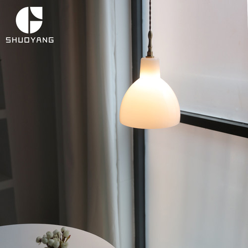 吊灯北欧卧室床头台岛简易白玉