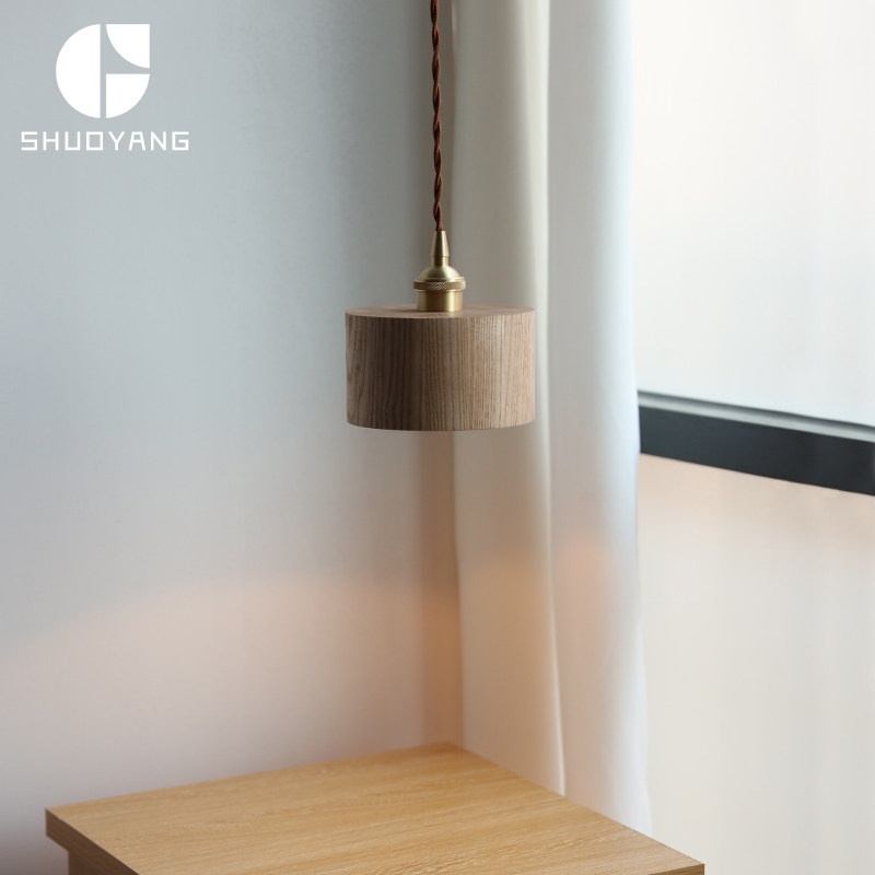 新日式原木吊灯北欧卧室床头单头吧台餐厅饭厅中岛台简易网红灯具