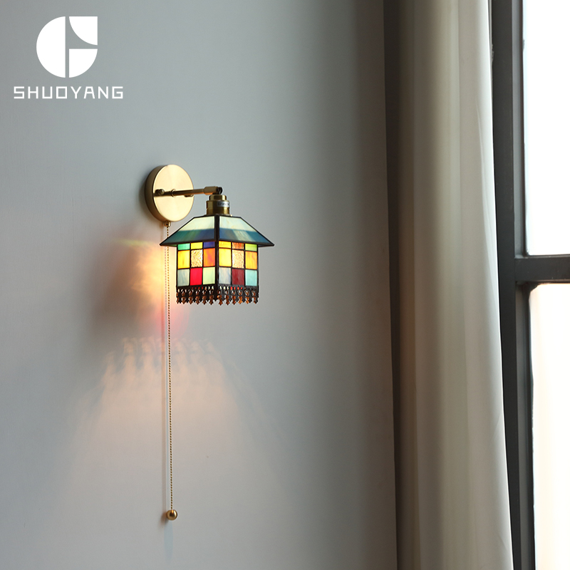 拉彩色小房子床头壁灯烁阳