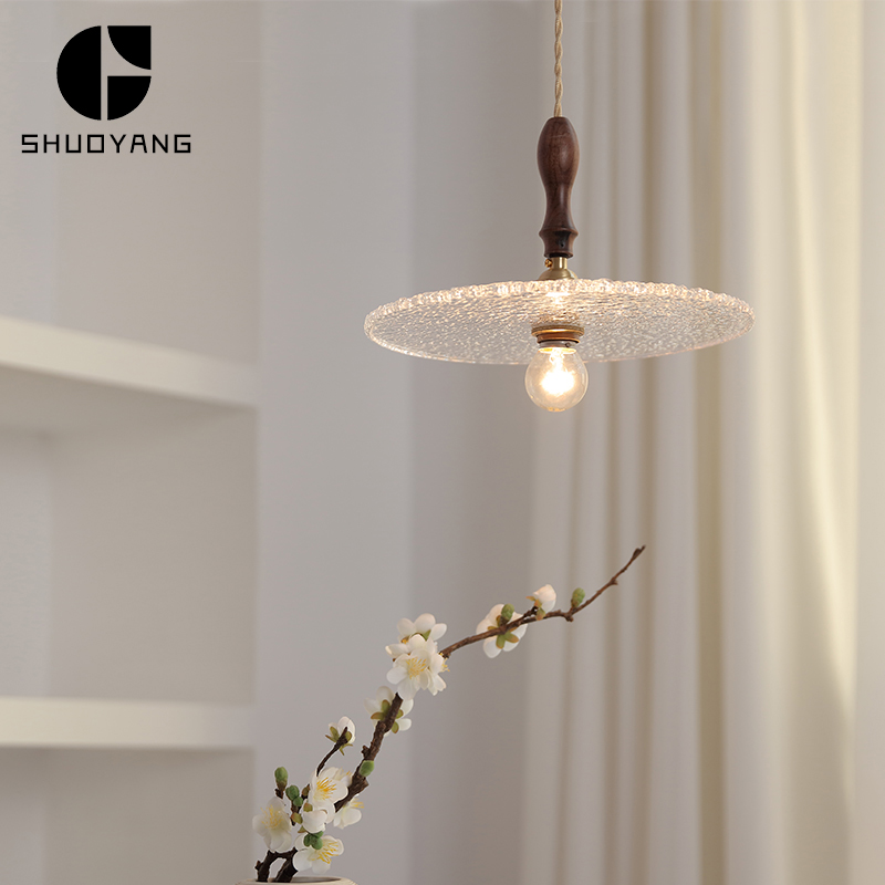 北欧极简吊灯黑胡桃木灯柄咖啡管民宿玄关吧台餐厅橱窗轻奢简易灯