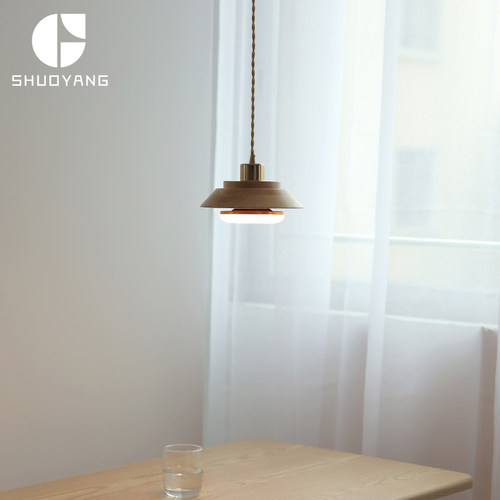 床头饭厅日式风岛台实木小吊灯