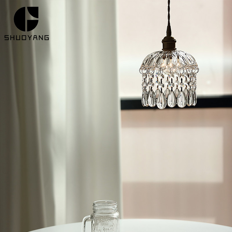 卧室吊灯北欧现代简约餐厅房间温馨浪漫创意灯饰网红羽毛水晶灯具