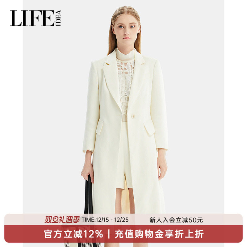 LIFE·IDEA商场同款2025春季新品长款通勤OL大气西装大衣外套