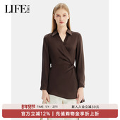 新品 莱芙·艾迪儿商场同款 2025春季 气质垂感轻盈OL风梭织上衣