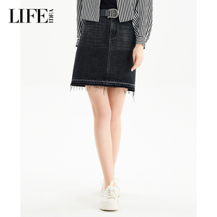 莱芙·艾迪儿巨好看的短款a字牛仔半身裙女夏高腰显高百搭短裙