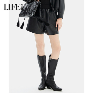 新款 显瘦休闲裤 时尚 直筒宽松女式 PU皮短裤 LIFE·IDEA秋季