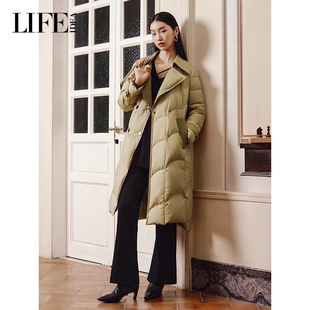 LIFE·IDEA复古高级感收腰羽绒服女秋冬新款 领宽松外套 西装