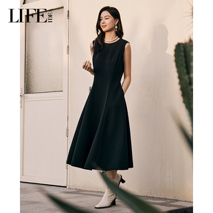 连衣裙 优雅通勤风小黑裙显瘦背心裙无袖 LIFE·IDEA秋季 新款