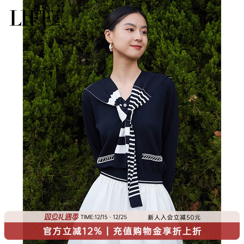 LIFE·IDEA商场同款2025春季新款学院风减龄针织衫