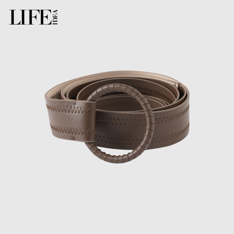 莱芙艾迪儿极简环扣百搭皮带女