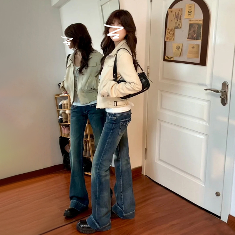 韩系高领初秋外套女2024新款爆款美式复古机车服气质短款夹克上衣