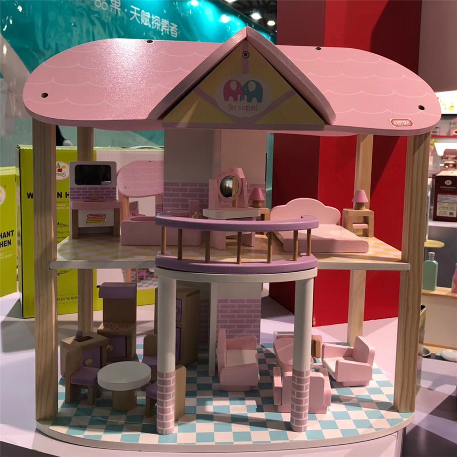 木制娃娃屋玩具套装儿童过家家小别墅套装仿真房子女孩公主娃娃家
